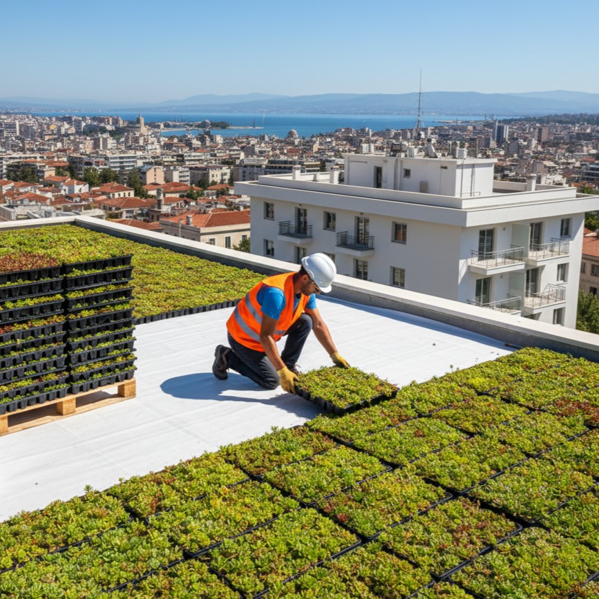 Green roof with green modules in Thessaloniki