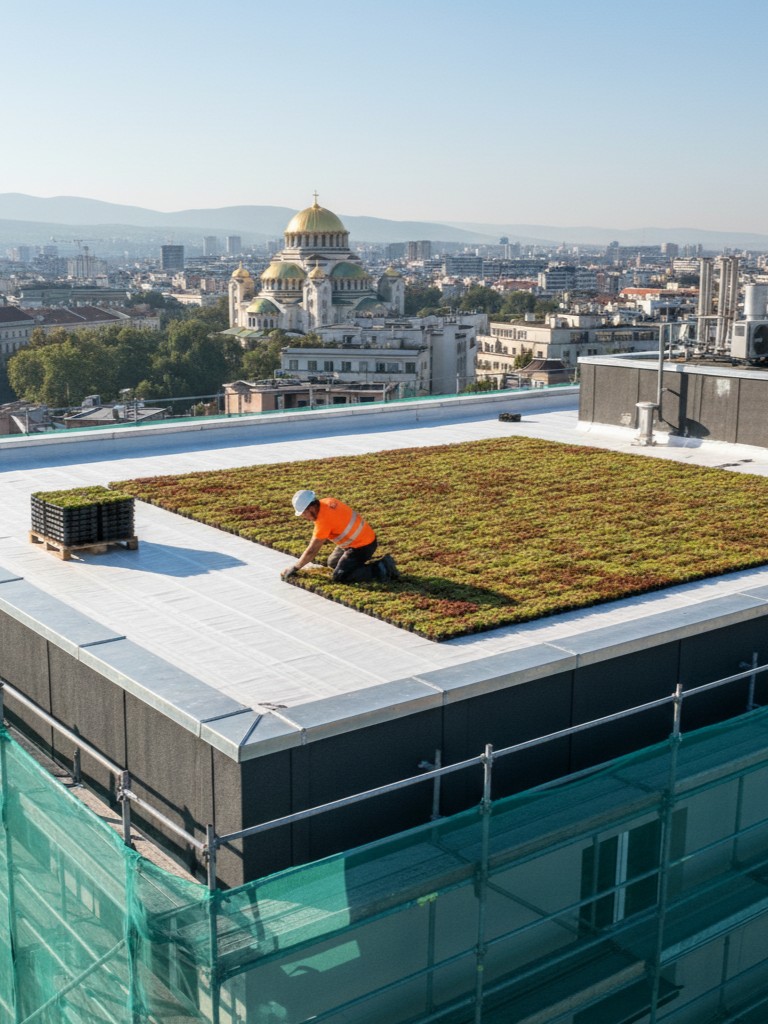 Green roof with green modules in Sofia